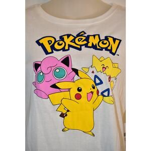 Pokemon x Forever 21 L Graphic Tee Shirt Pikachu White Shirt Ribbed Rate NWT